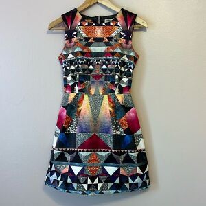 Revolve Premonition Abstract Avant Garde Mini Dress Sleeveless Party Black XS